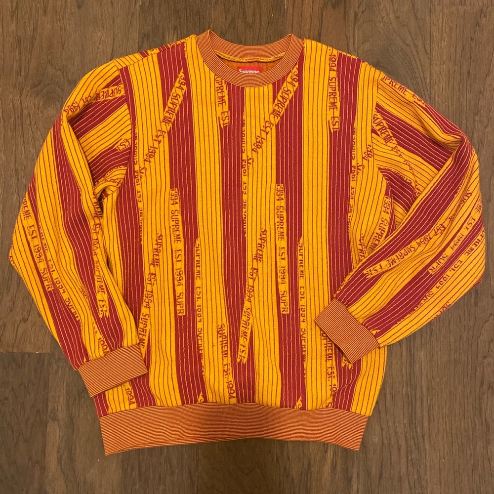 Authentic SUPREME jacquard crewneck pullover / size SMALL
